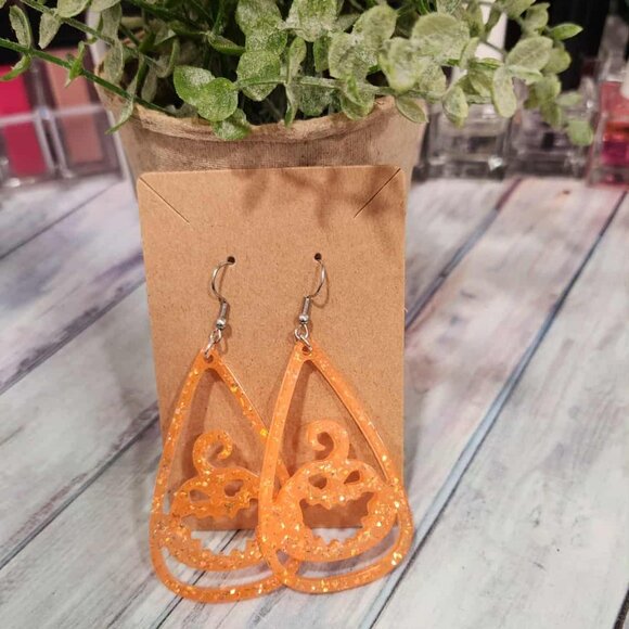 Glitter Resin Halloween Earrings - Picture 1 of 8